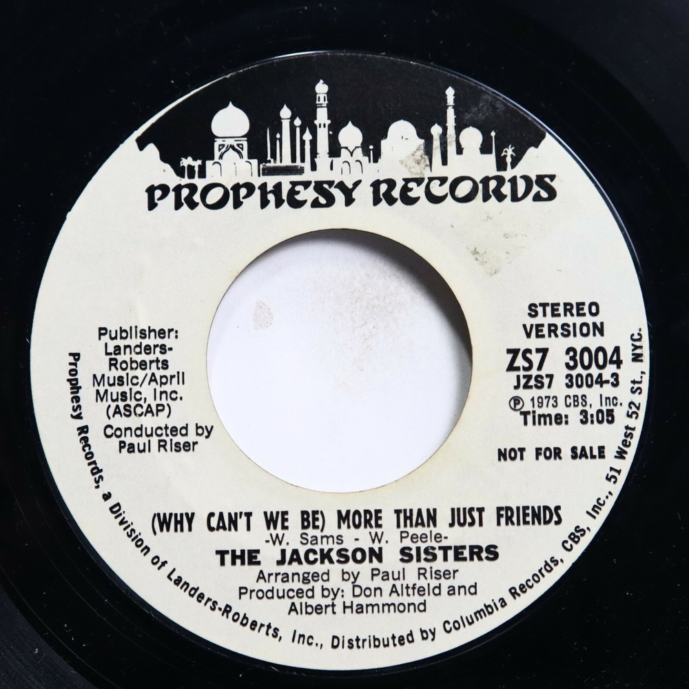 THE JACKSON SISTERS - (WHY CAN'T WE BE) MORE THAN JUST FRIENDS - SOUL 45 *PROMO*
